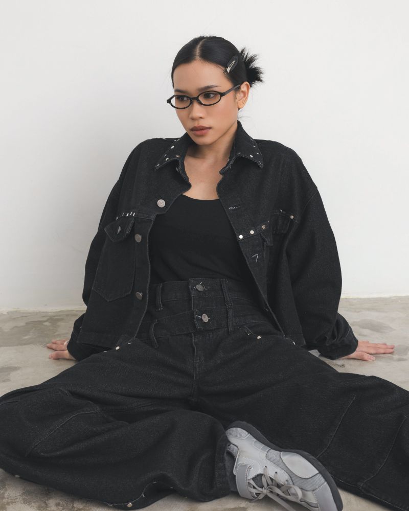 Oversized Rivet Denim Jacket