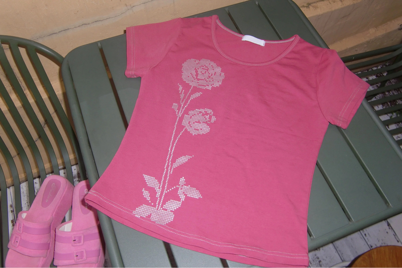 Silver Cross Stitch Rose T