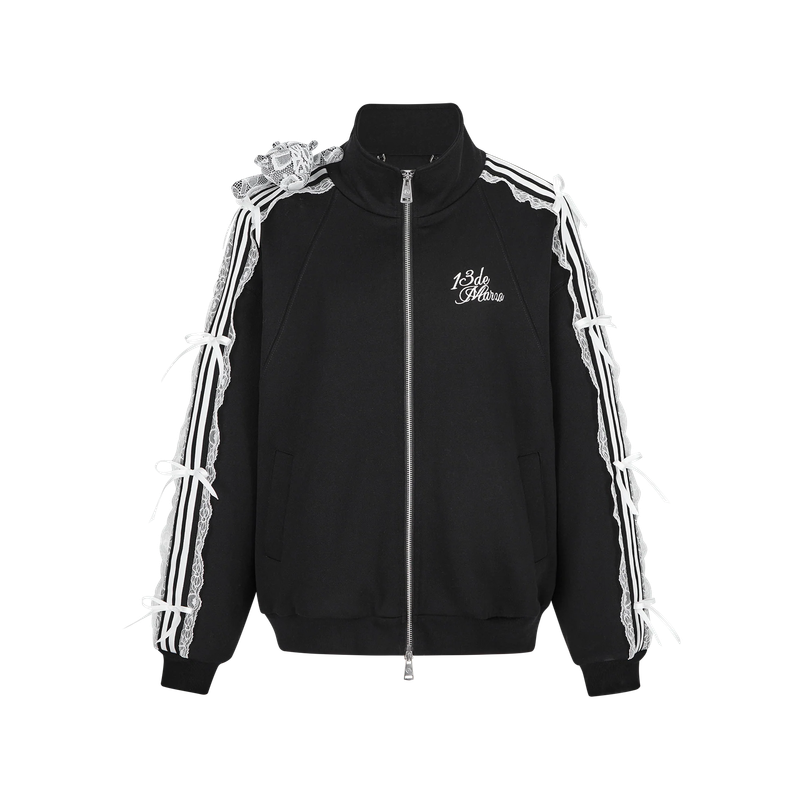 13DE MARZO Bear Lacy Knot Zip Sweatshir