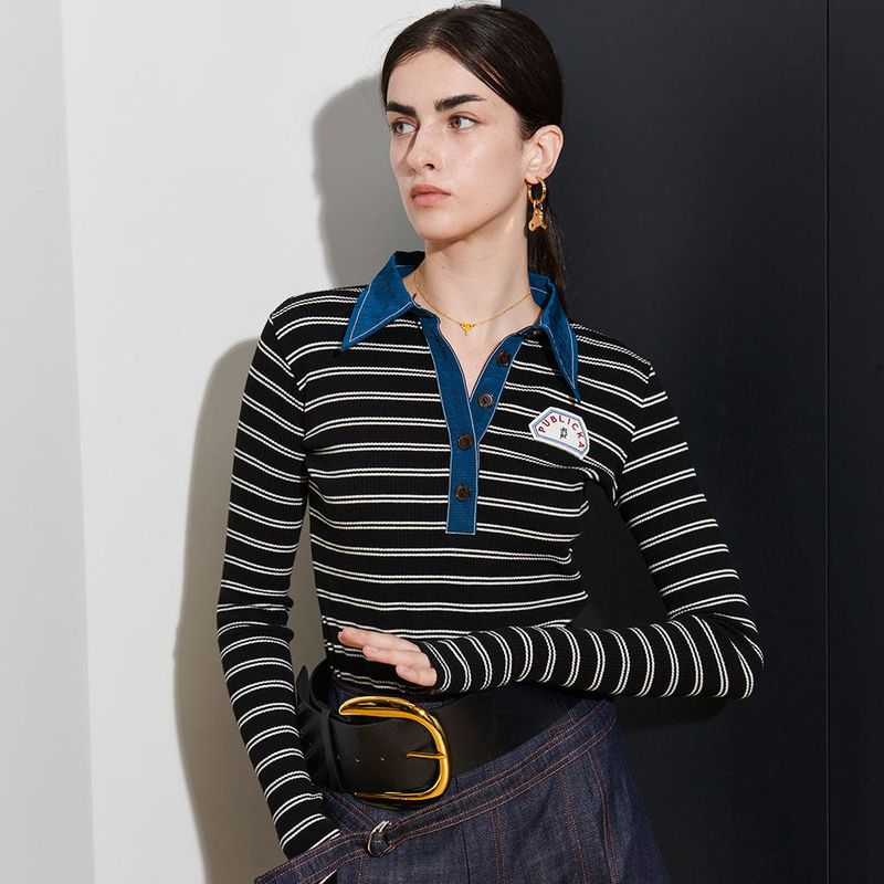  VICTORIA STRIPE TEE, BLACK+WHITE S