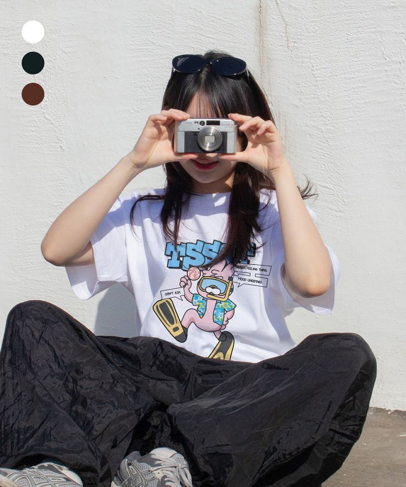 TEESSERT（ティザート）の「[15 Designs] T-ビットメーカー, デイリー半袖Tシャツ (ホワイト)（トップス）」