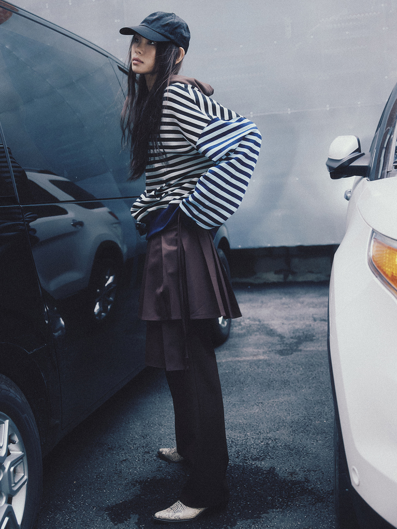 Pleated Wraparound Skirt Brown