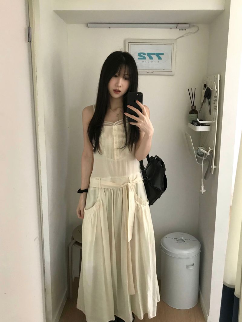Pintuck Long Dress (2 colors)