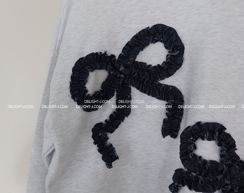 denim ribbon oversized fit sweatshirt
