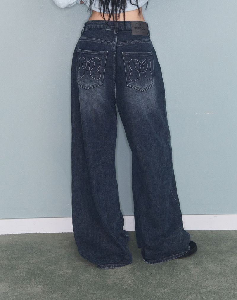 STITCH LINE WIDE DENIM PT DARK NAVY