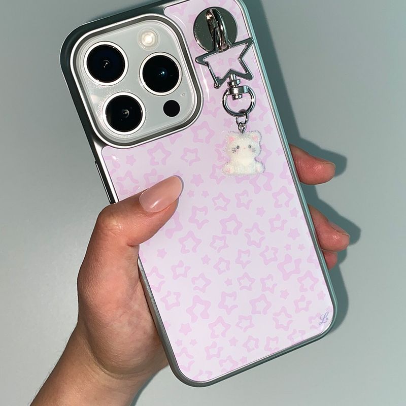 [MADE] STAR LEOPARD PHONE CASE PINK (epoxy silver bumper)