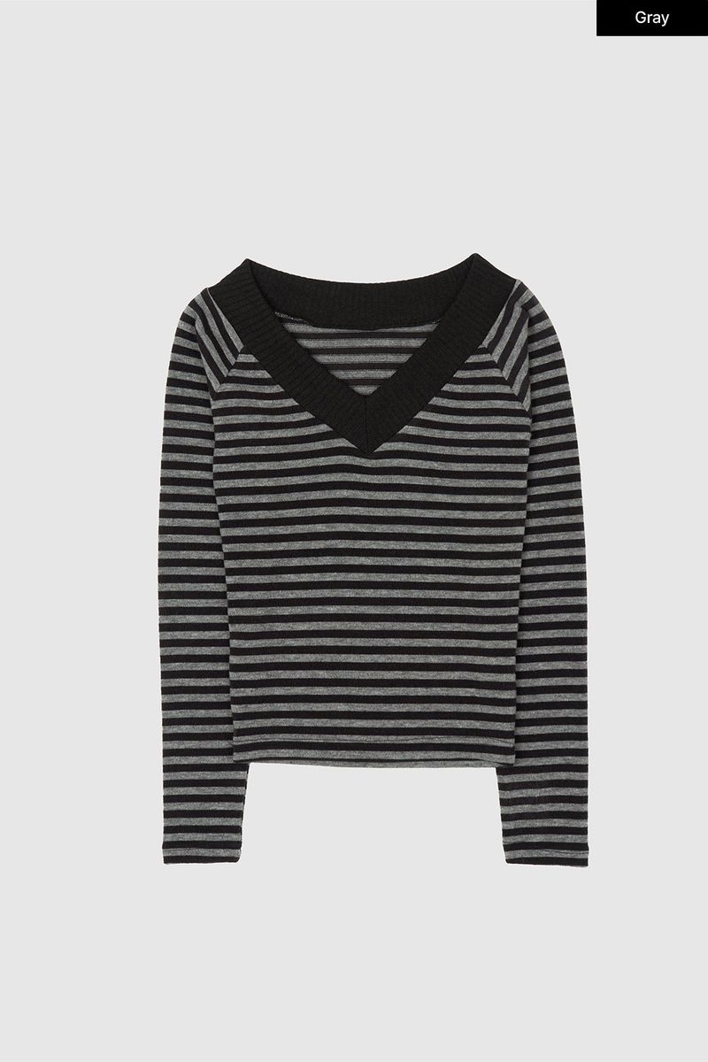 Eron V-neck stripe knit
