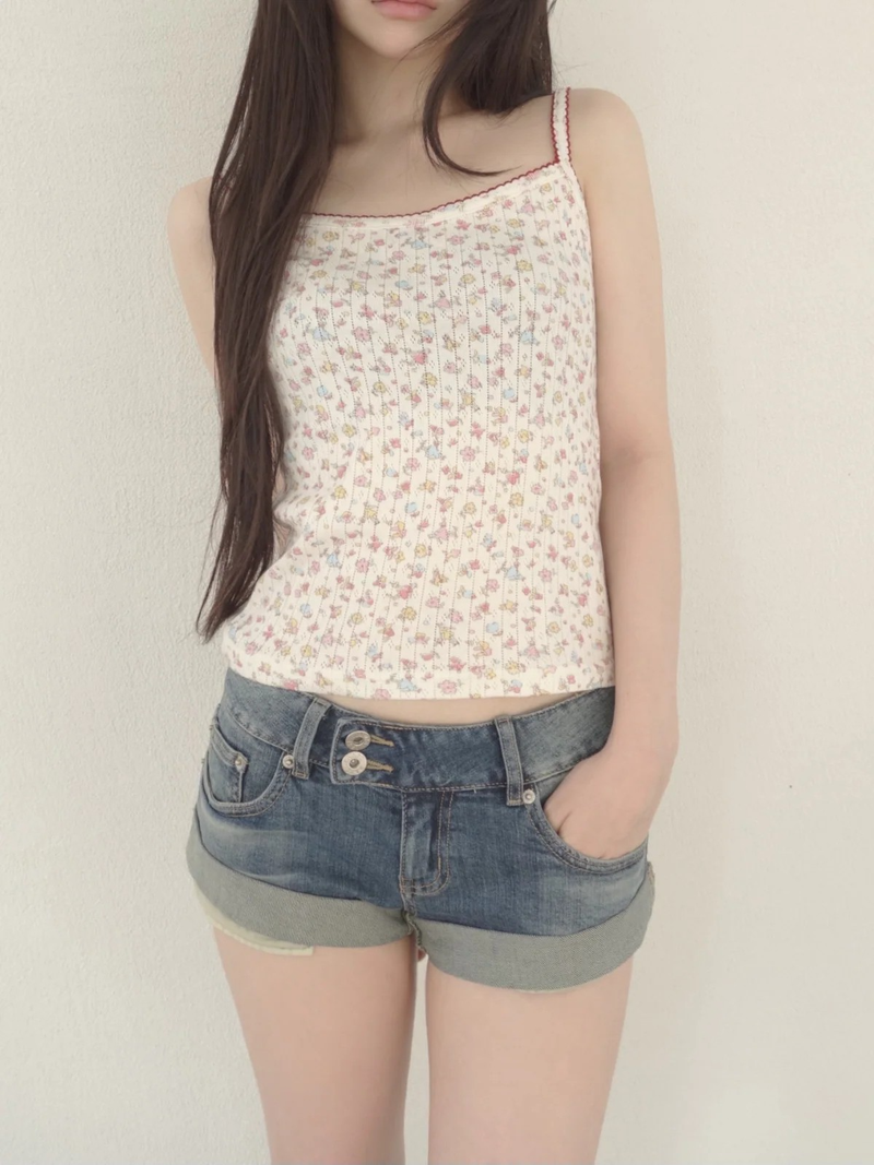 roll-up denim shorts