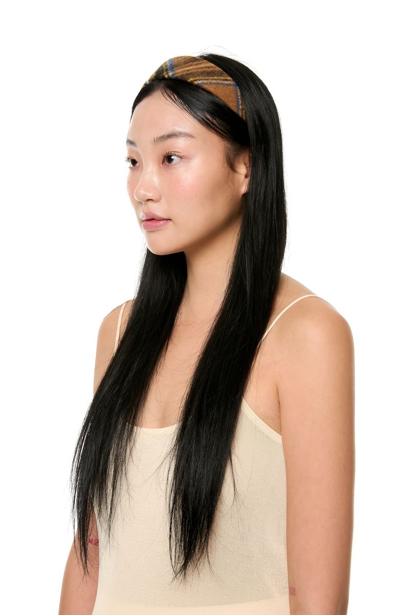 CHECK HAIR BAND / BROWN