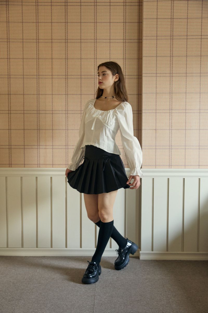 RIBBON PLEATS SKIRT (2 COLORS)