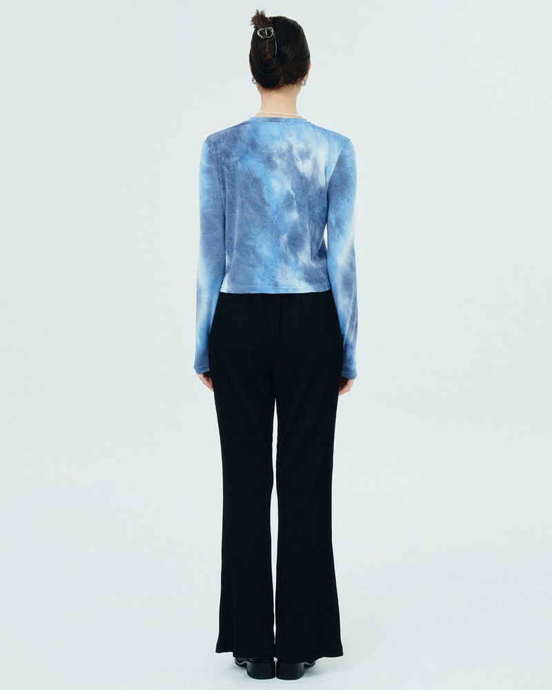 ROMAN TYPO TIEDYE LONG SLEEVE-BLUE