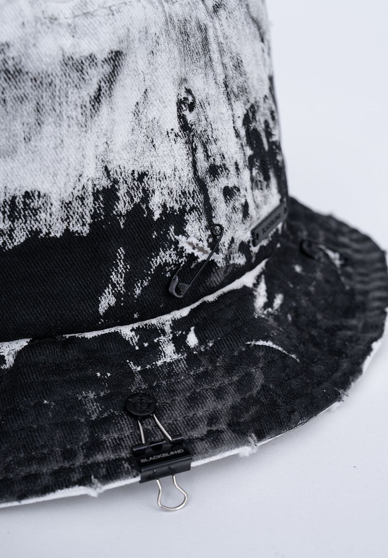 BBD Smoke Painted Custom Denim Bucket Hat (White)
