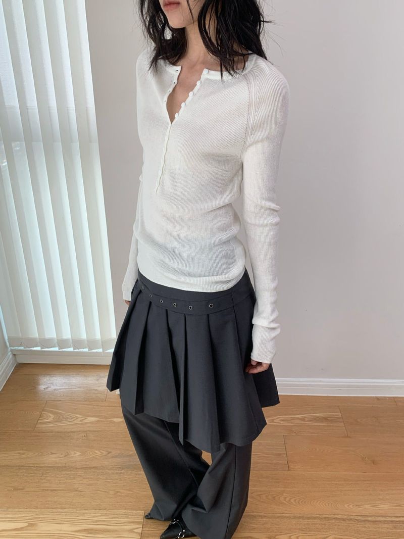 Fake Pleats Skirt Casual Pants