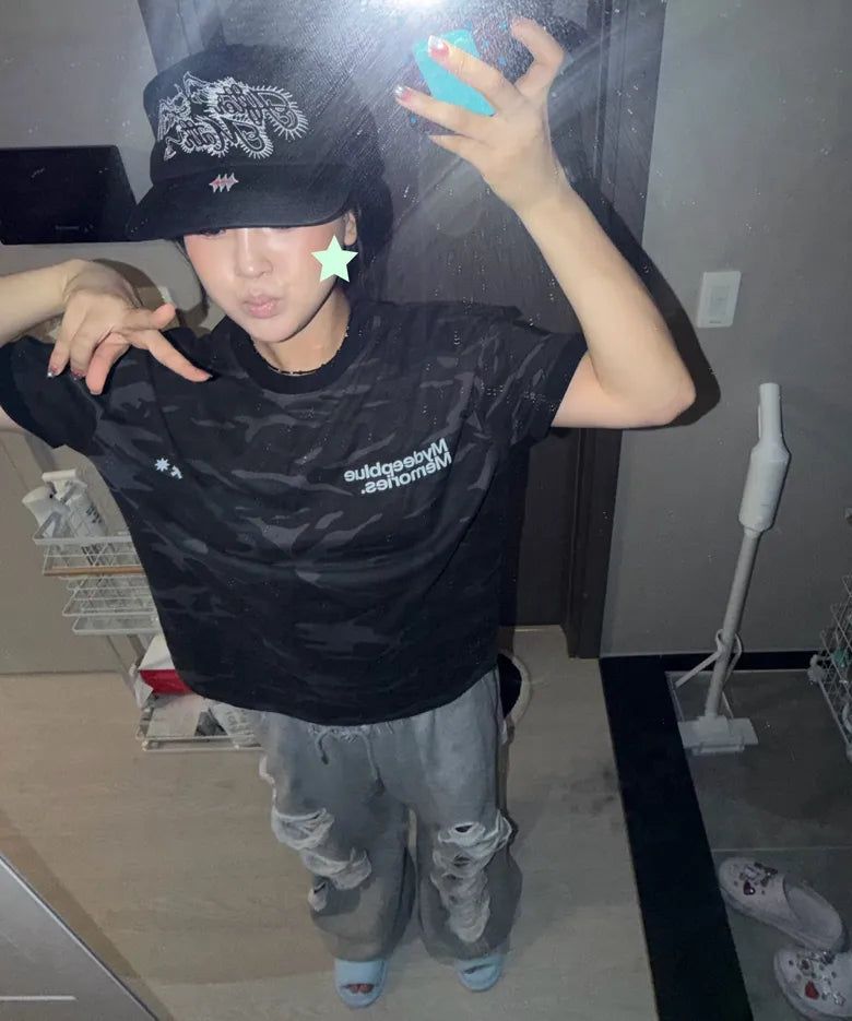 MYDEEPBLUEMEMORIES（マイディープブルーメモリーズ）の「CAMO MM LOGO RINGER T-SHIRTS (2 COLORS)（Tops）」