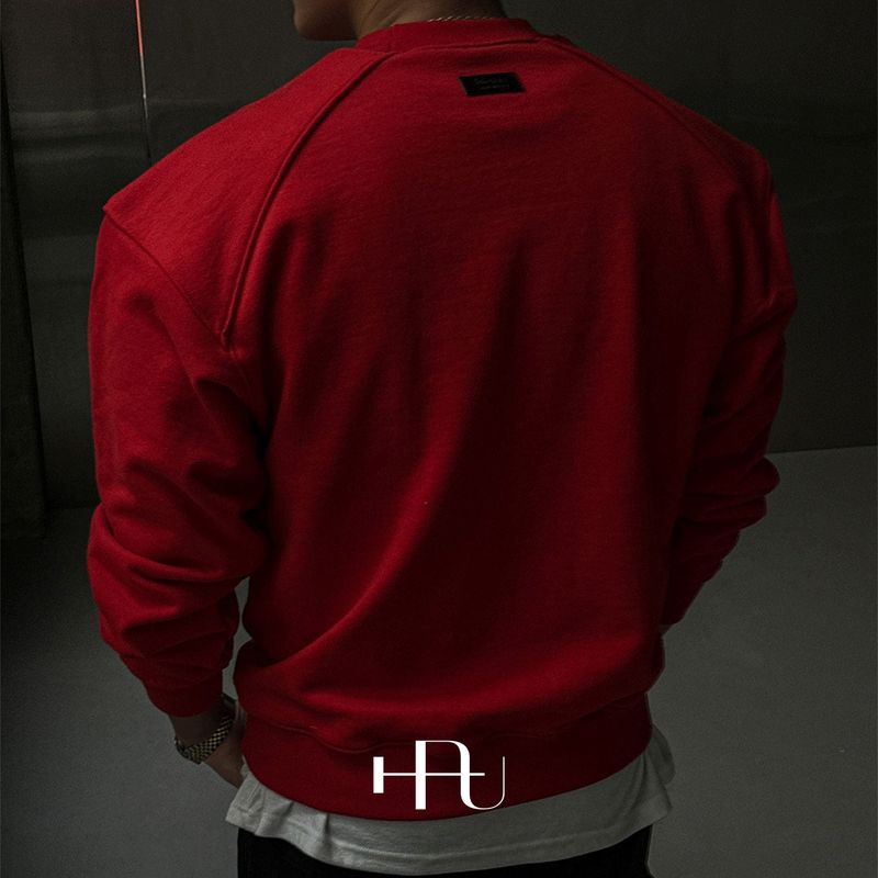 [HFORUS MADE]Layer Shoulder Sweatshirt IN RED