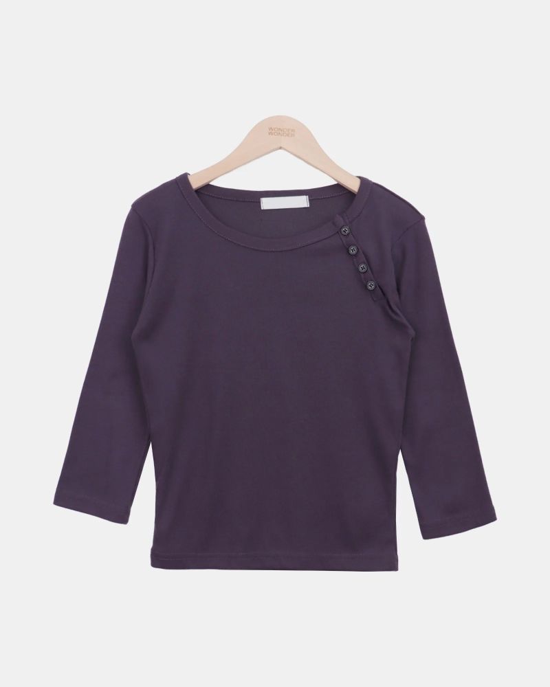 Hena Diagonal Button 7-Sleeve T-Shirt