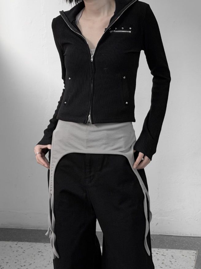 Meryl Stud Two-Way Zip-Up