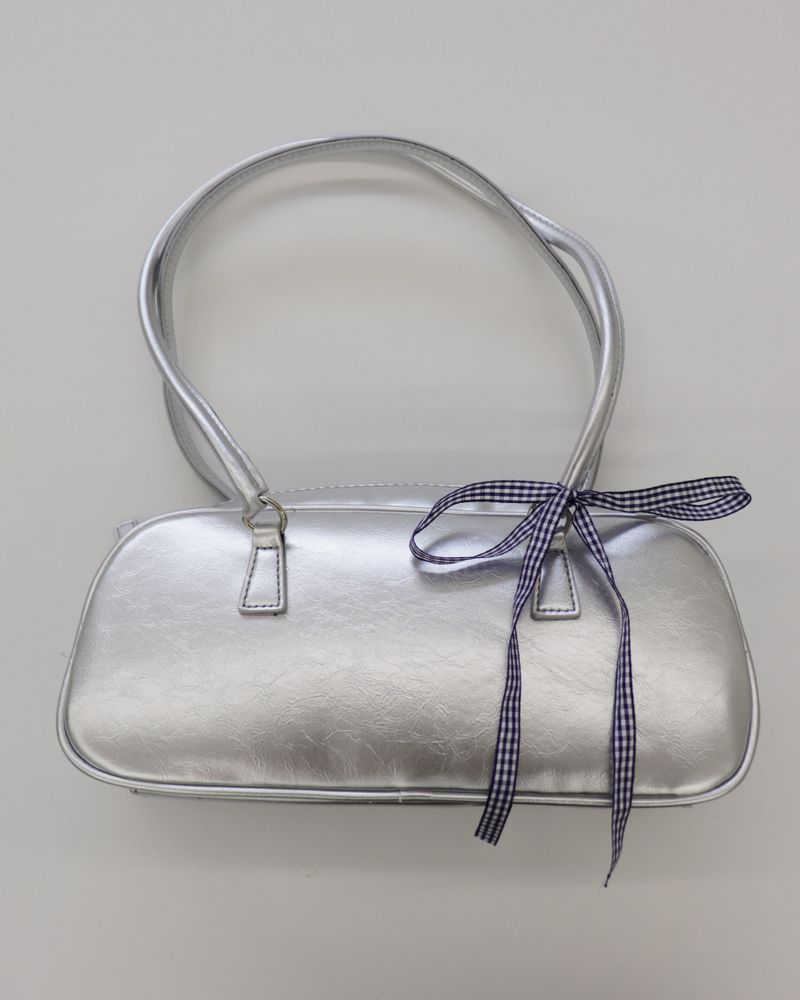 Choton Checkered Ribbon Strap Bowling Shoulder Bag