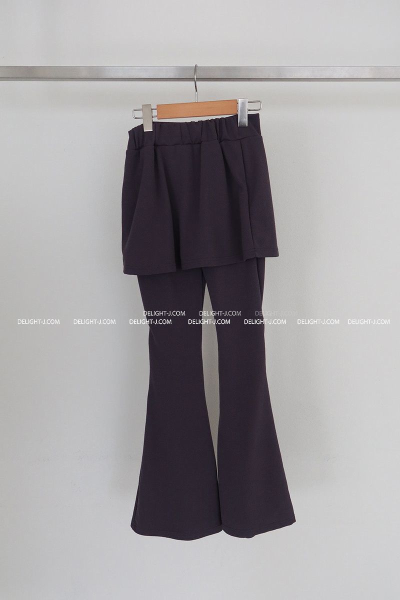 Crew Shirring Skirt Layered Bootcut Pants
