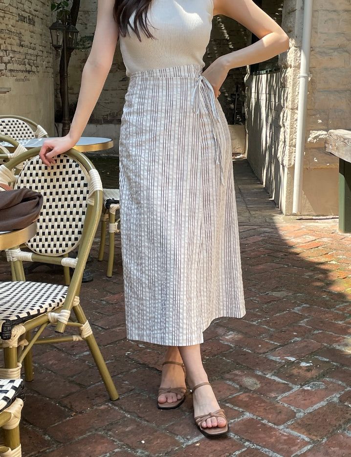 iam mari（アイアム マリ）の「Neo Stripe Wrap Long Skirt（Skirts）」