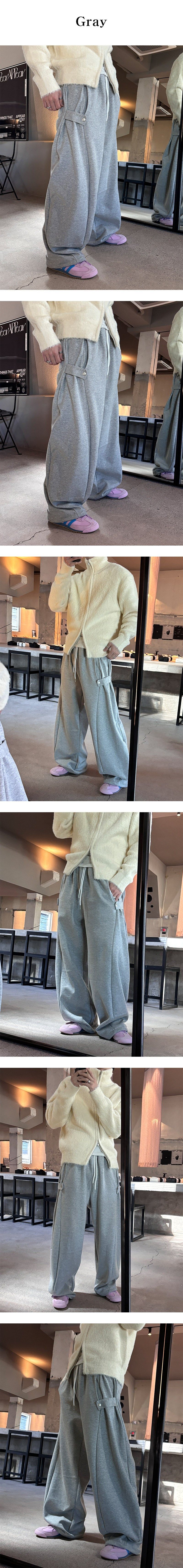 [Unisex] Side strap wide sweat pants(4color)