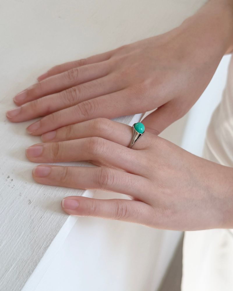 Mint Oval Signet Ring