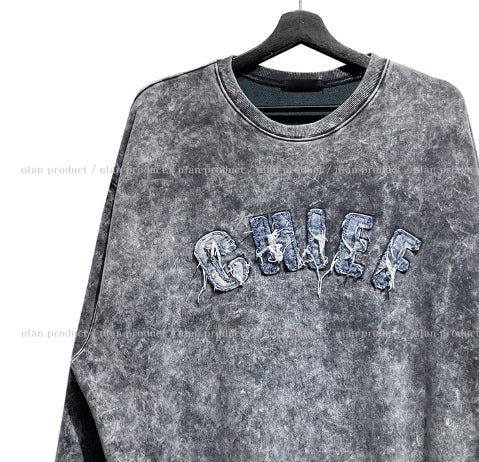 Snow denim patch sweatshirt
