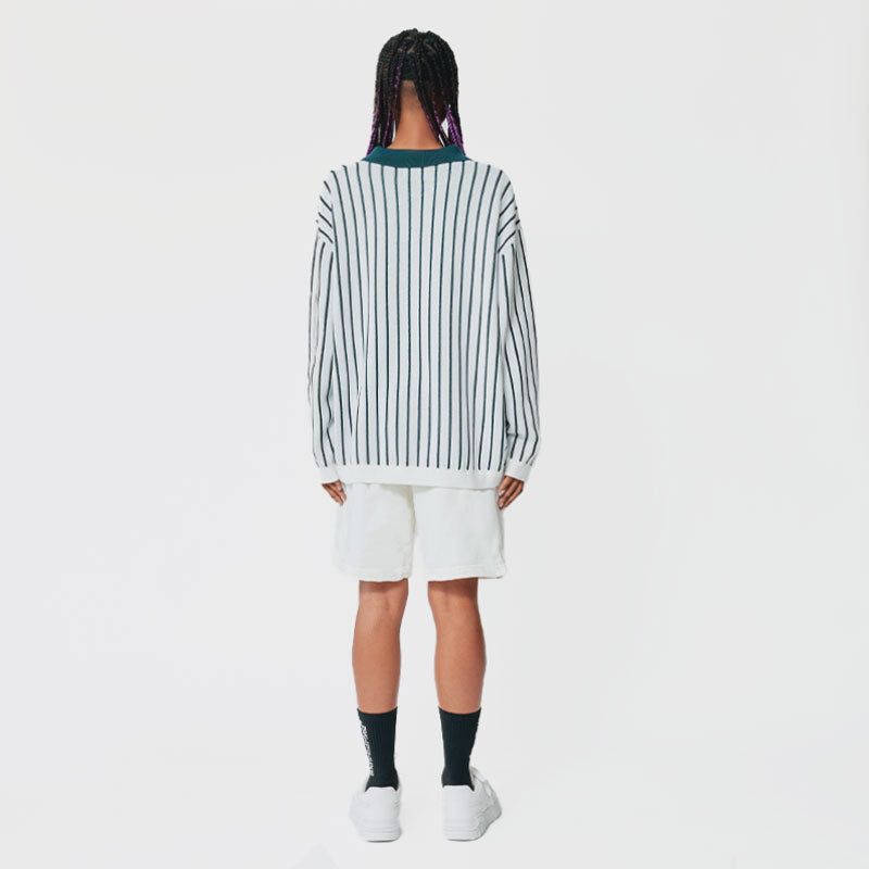 STRIPED POLO SWEATER