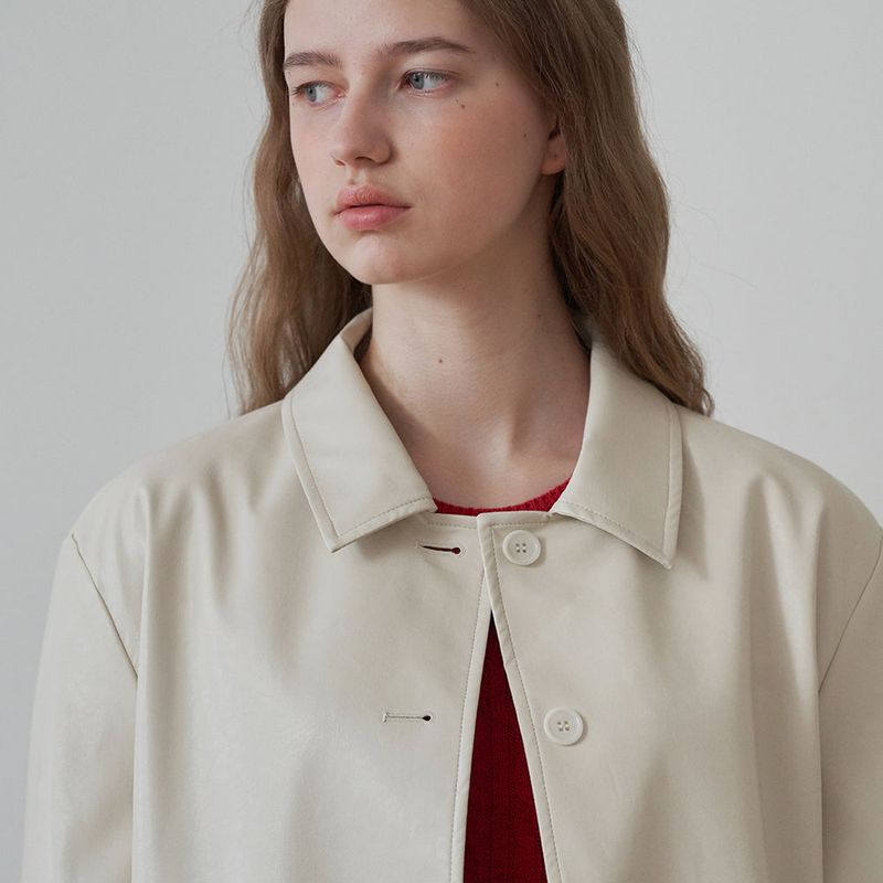 Eco leather button jacket