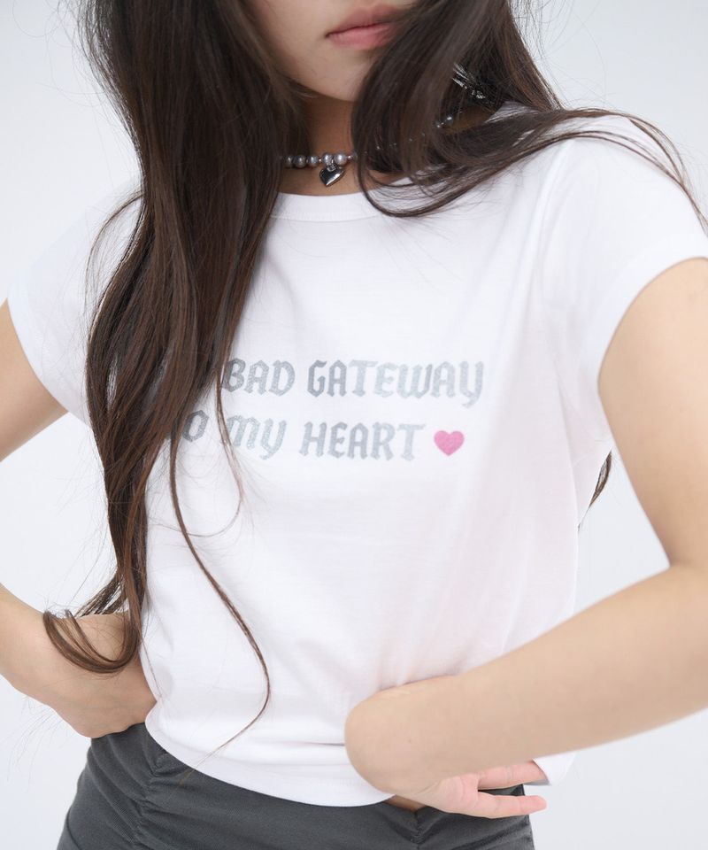 502 GLITTER LETTERING T SHIRT - WHITE