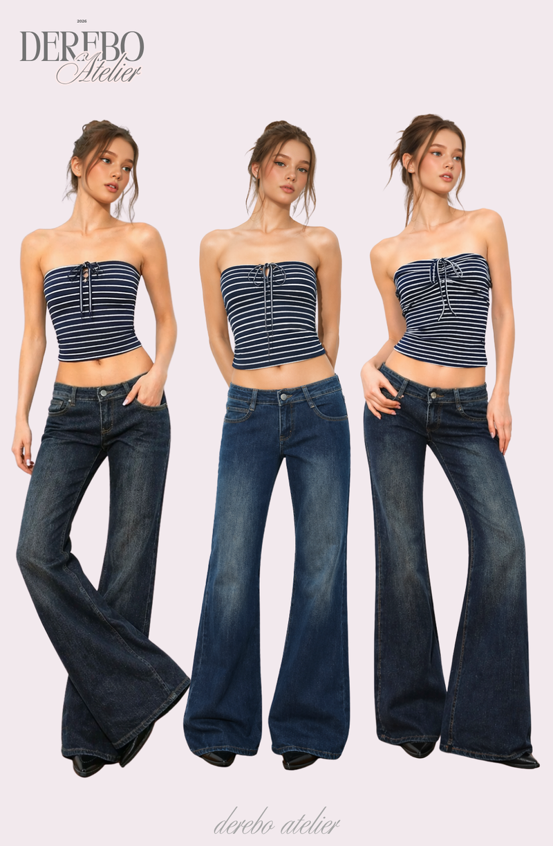 deep blue flow bootcut denim pants, regular (LONG)
