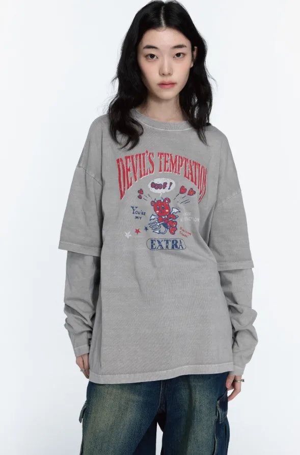26FW★ Devil Bear Layered Pigment Long Sleeve