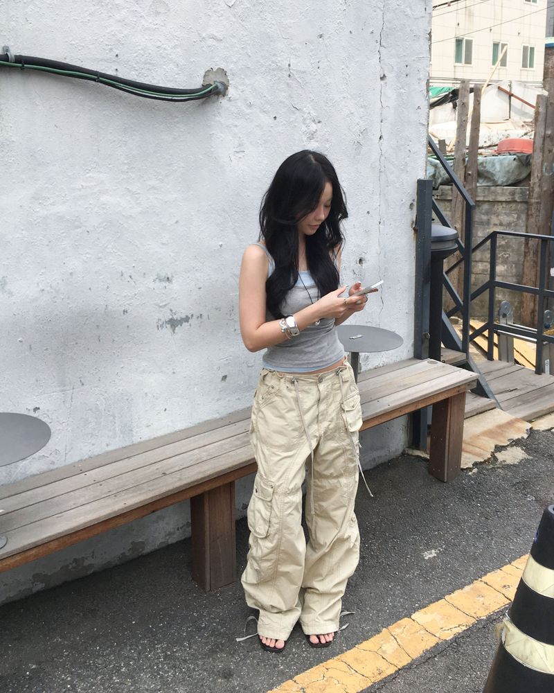 (2way) Vintage cargo string pants