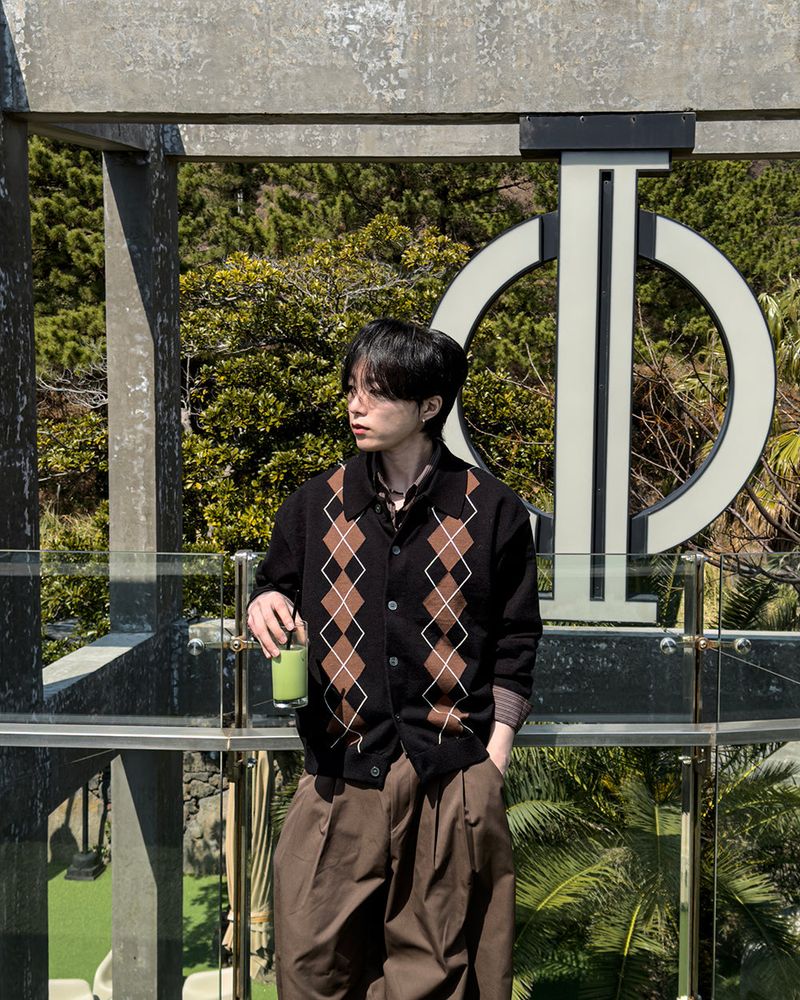 Thebel Argyle Knit Cardigan