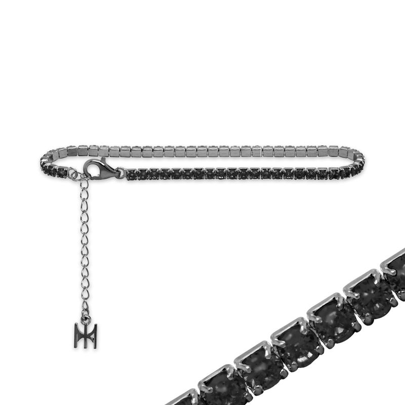[S925] Black Mini Tennis Bracelet (black silver)