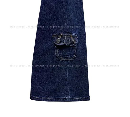 Shiff Ribbed Banding Bootcut Denim Pants