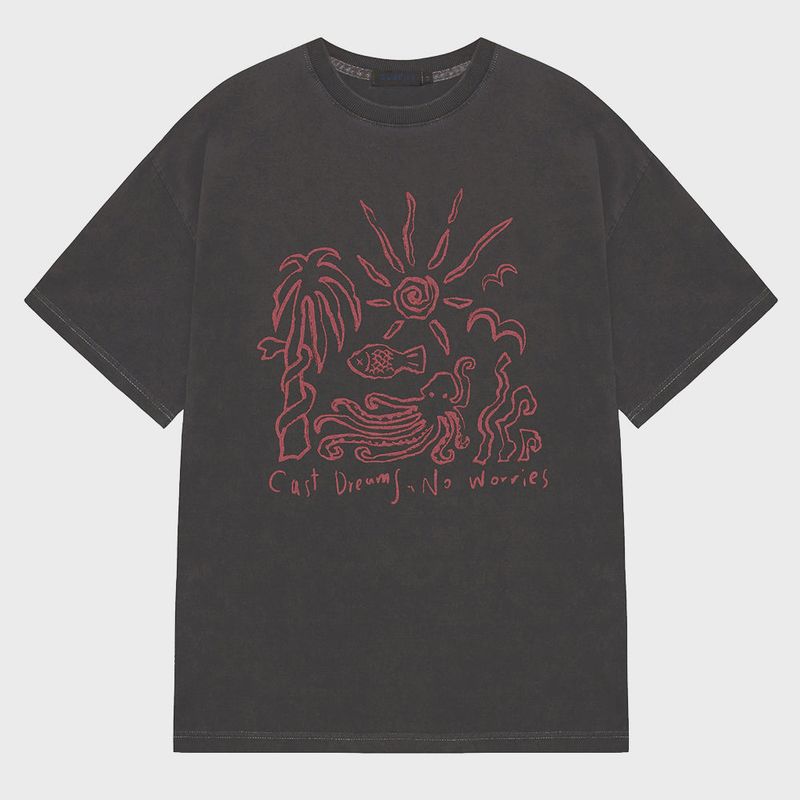 Sserpe(セルぺ)の「Cast Dreams No Worries Pigment Half Sleeve T Charcoal(Tops)」