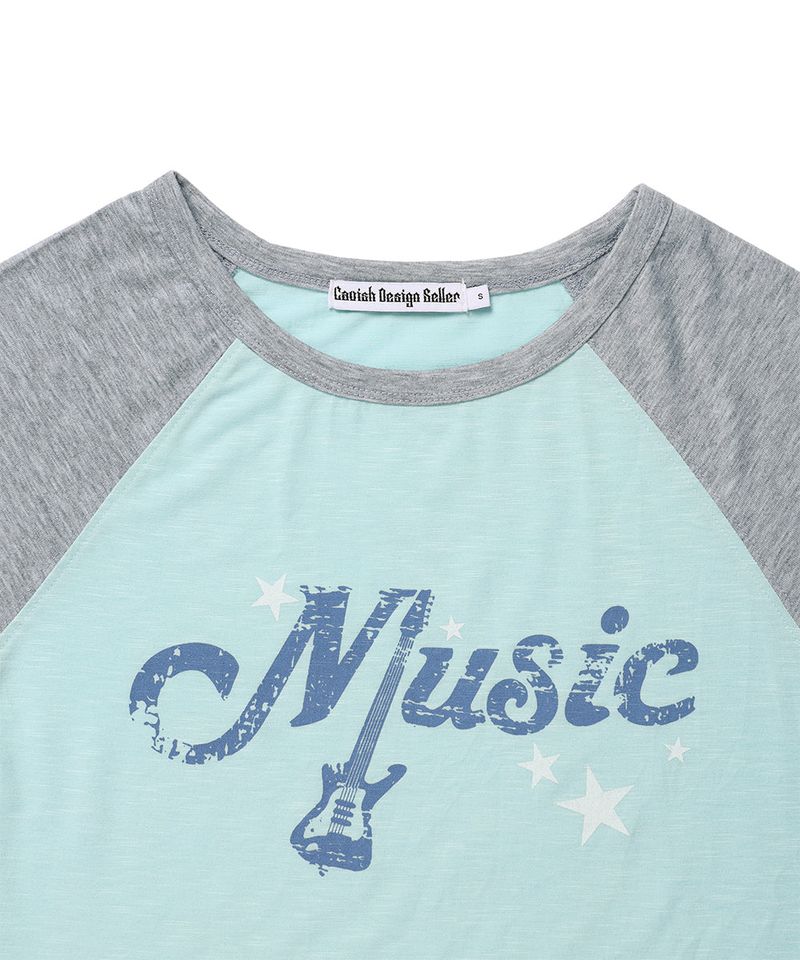VINTAGE MUSIC RAGLAN TEE MINT(CV2GFFT551A)