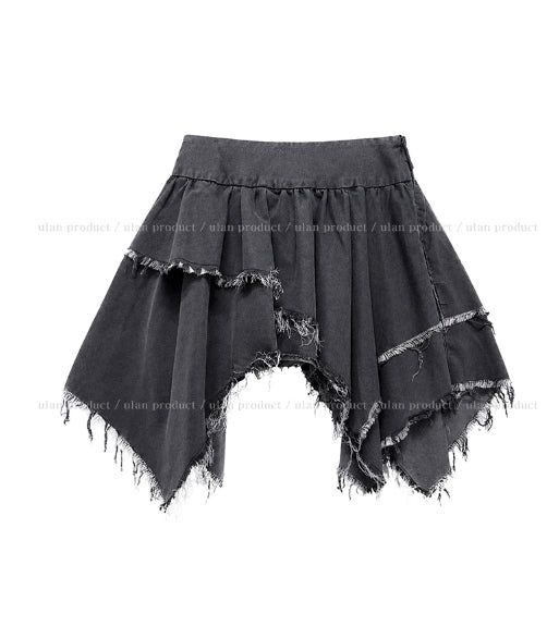 Marf Studded Grunge Unbalanced Skirt