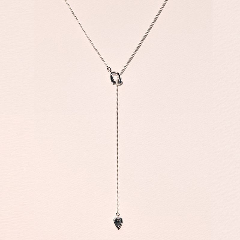 Y drop heart necklace