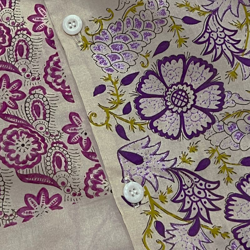 ethnic paisley open collar shirt_purple