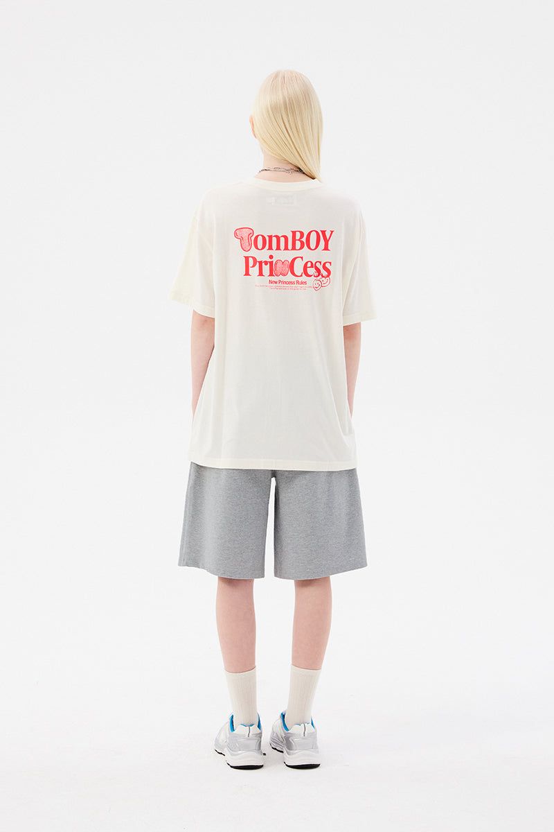 DOODLE CHERRY HALF LENGTH BANDING PANTS [MELANGE GRAY]