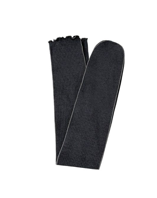 Ribbed Ruffle Line High Knee Socks