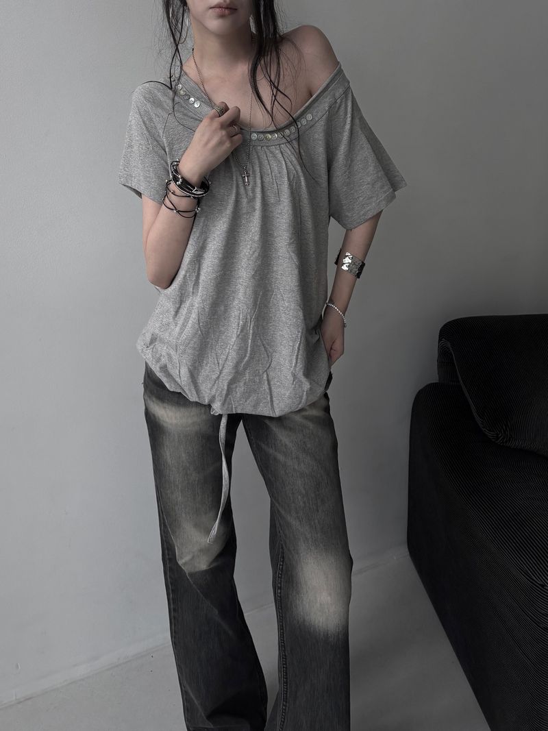 shell button volume strap top (3color)