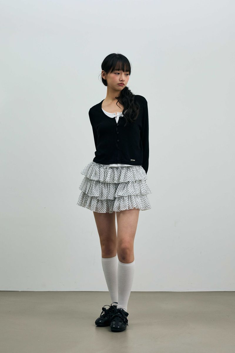 LYLA LAYERED CARDIGAN / BLACK-WHITE