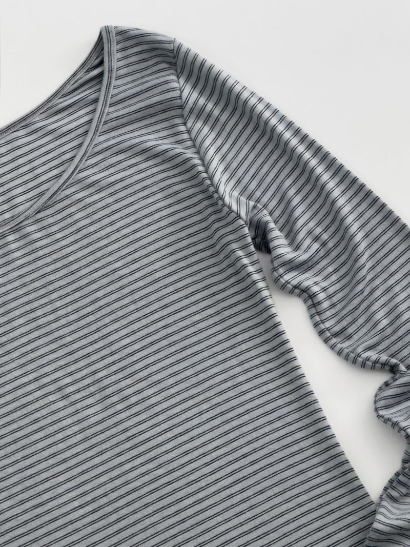 [prts made] soft touch boat-neck long sleeve T-shirts (blue stripe)