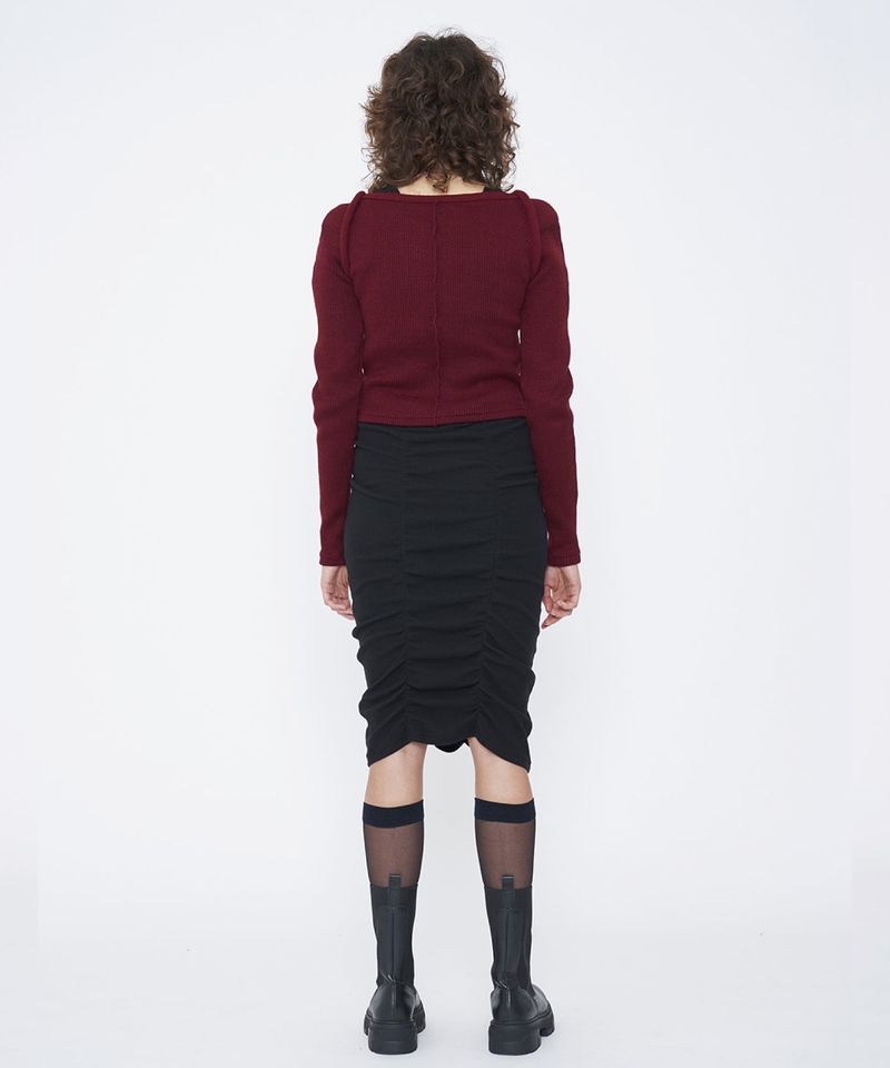 SQUARE NECK RIB CARDIGAN
