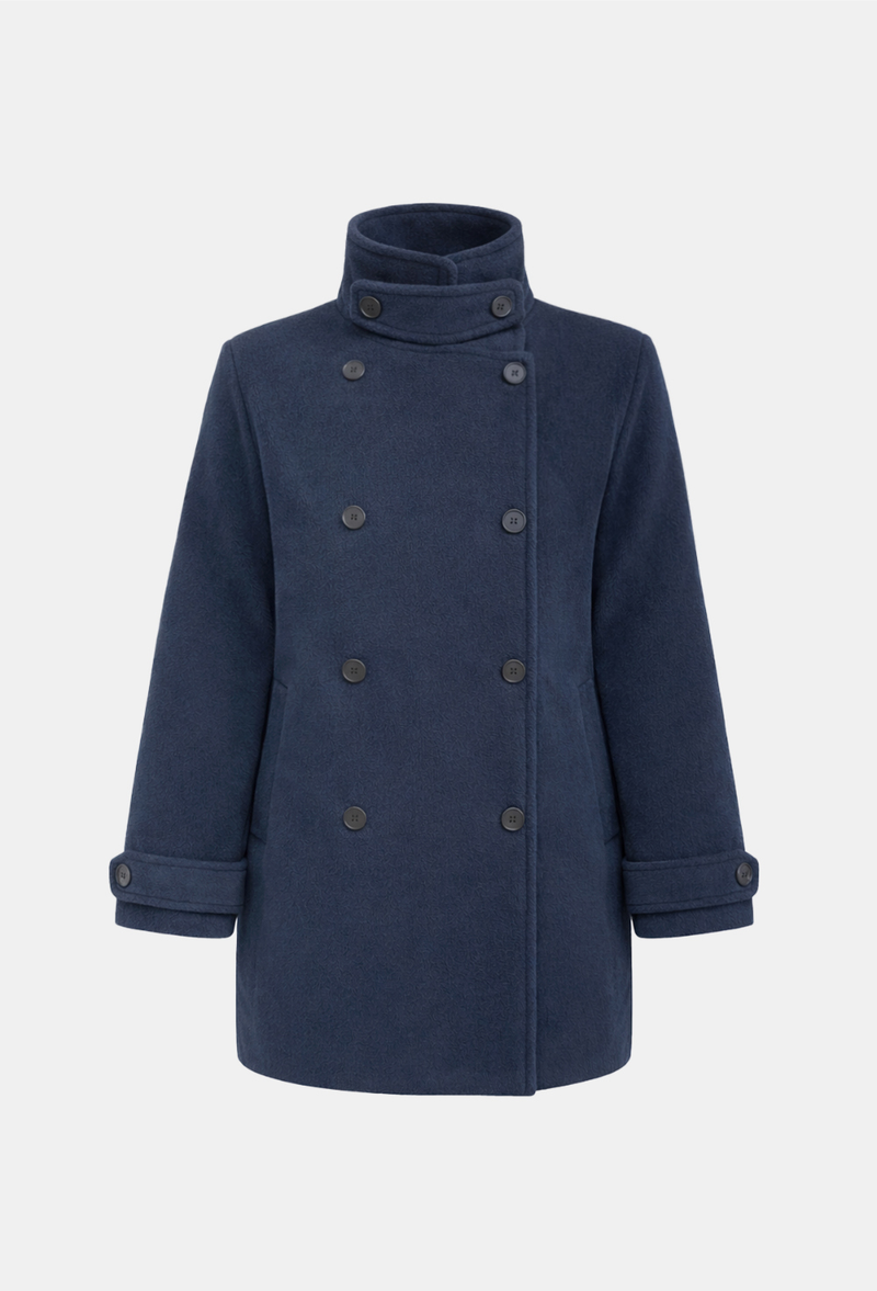 Claire Minimal Stand-Neck Coat