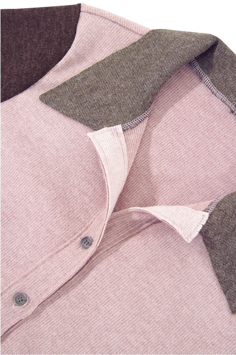 MULTICOLOR KNIT SHIRT # PINK BROWN