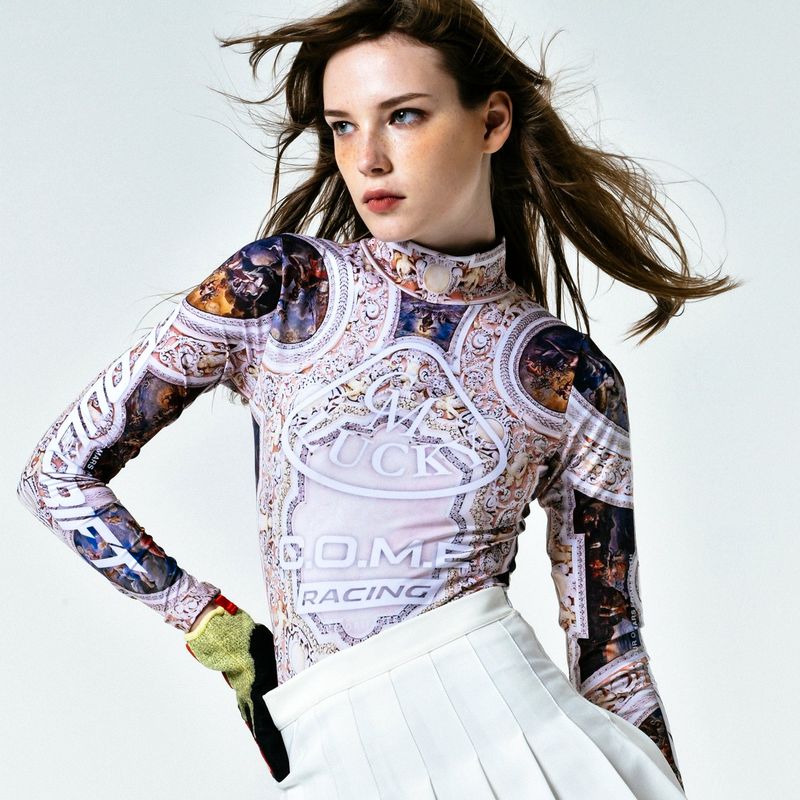 C.O.M.E（シーオーエムイー）の「[WOMEN] High-neck Racing Bodysuit (Ivory)（Tops）」